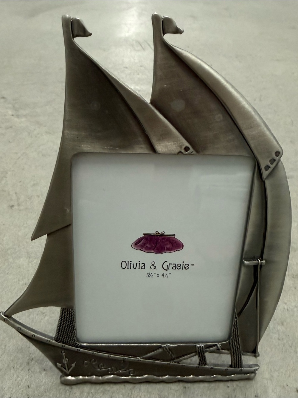 Olivia & Gracie Pewter Colored Photo Frame for 3-1/2” x 4-1/2” Photo